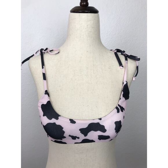 Shein Swim Multicolor Print Ribbed Bandeau Bikini Set Swimwear - Picture 6 of 10